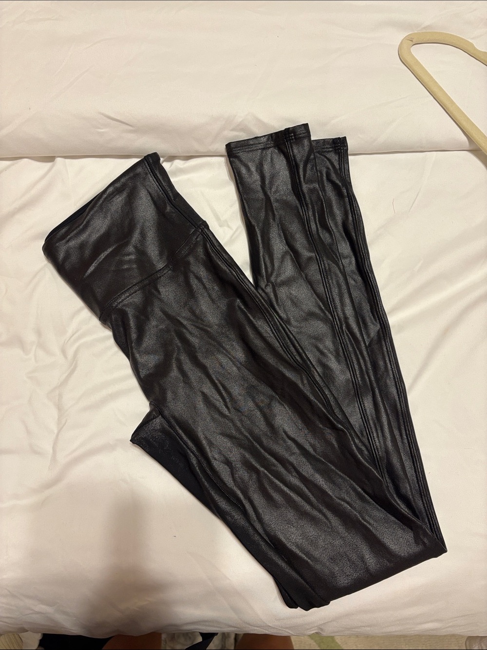 Black Faux Leather Leggings - spanx